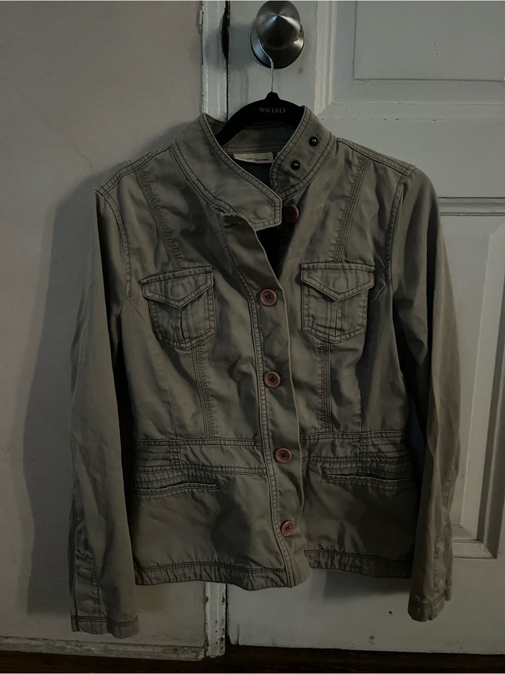 DKNY Women's Olive Utility Jacket with Button Front